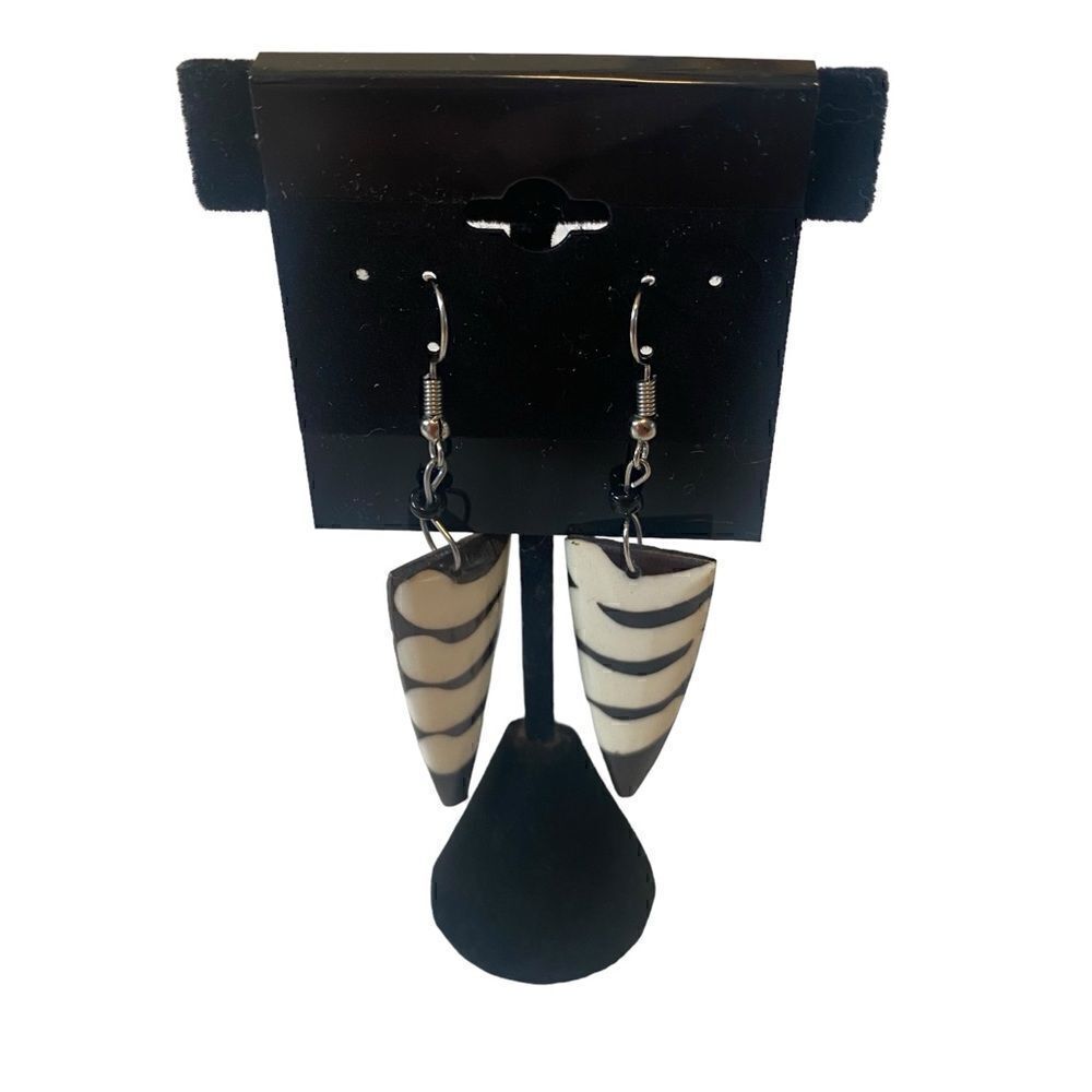 Bone & Ivory Brown & Creme Drop Earrings. Purchased in Uganda